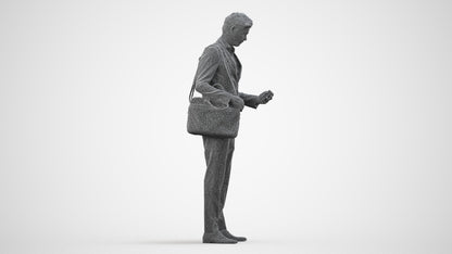 realistic 3D man business, scanned archviz people for Blender and 3ds Max, wireframe side view