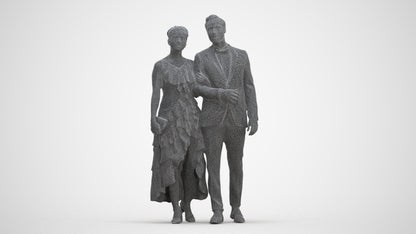 photogrammetry 3D woman formal couple, realistic human model archviz FBX, three-quarter front view render