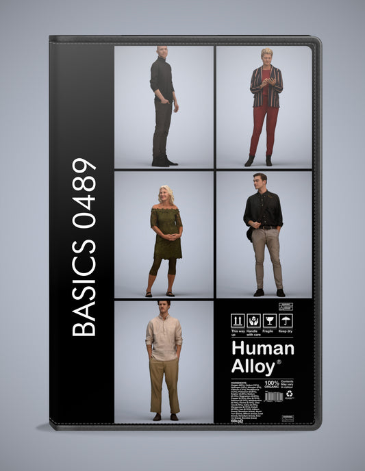 scanned 3D people standing collection, 5 photogrammetry models for Enscape and V-Ray
