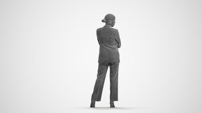 photogrammetry 3D woman business, realistic human model archviz FBX, wireframe front view