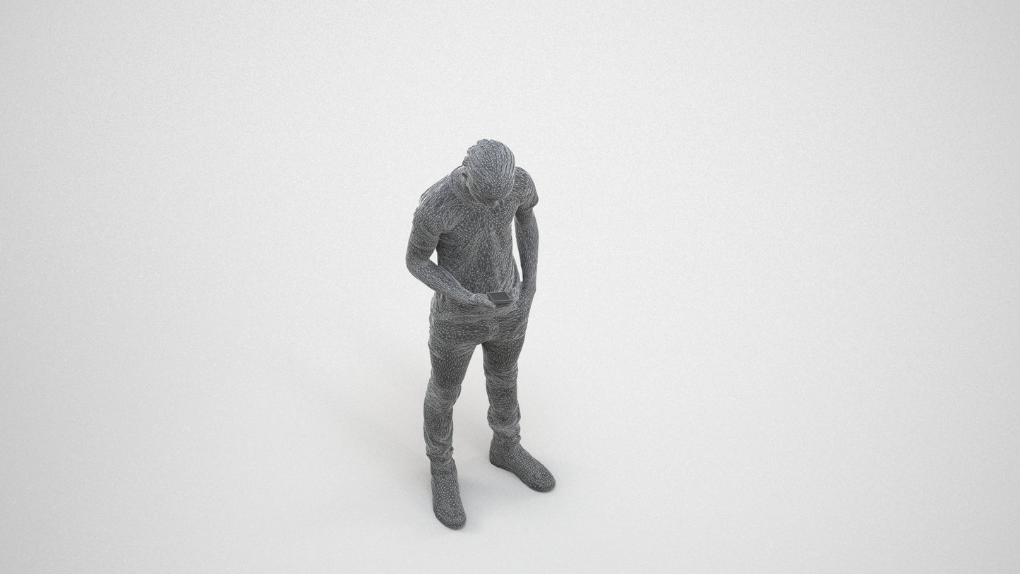 3D people model boy casual kids, scanned human for 3ds Max rendering, wireframe three-quarter view