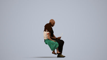 3D people model girl casual kids, scanned human for 3ds Max rendering, side view render