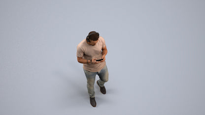 realistic 3D man casual standing, scanned archviz people for Blender and 3ds Max, back view render
