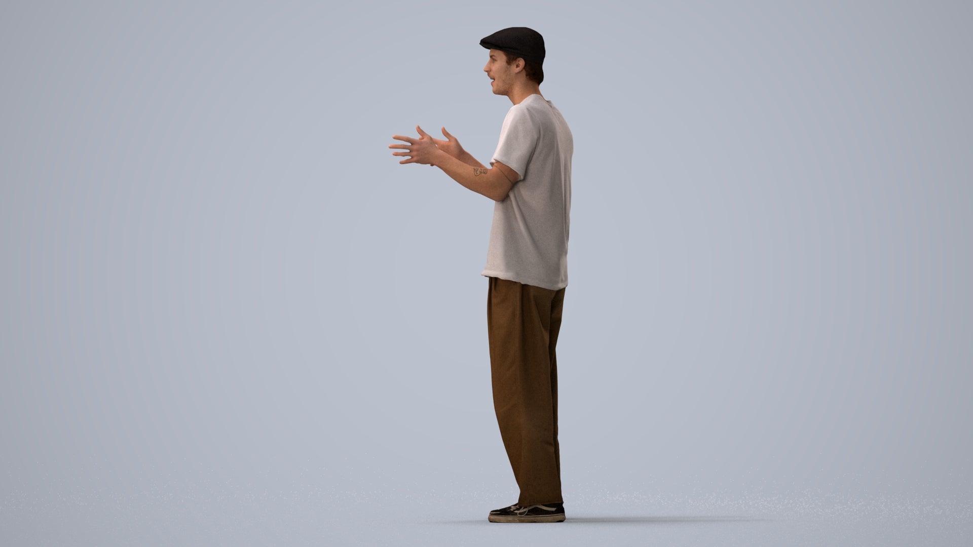 3D people model man casual standing, scanned human for 3ds Max rendering, three-quarter view render