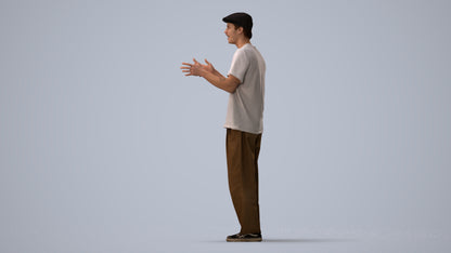 3D people model man casual standing, scanned human for 3ds Max rendering, three-quarter view render