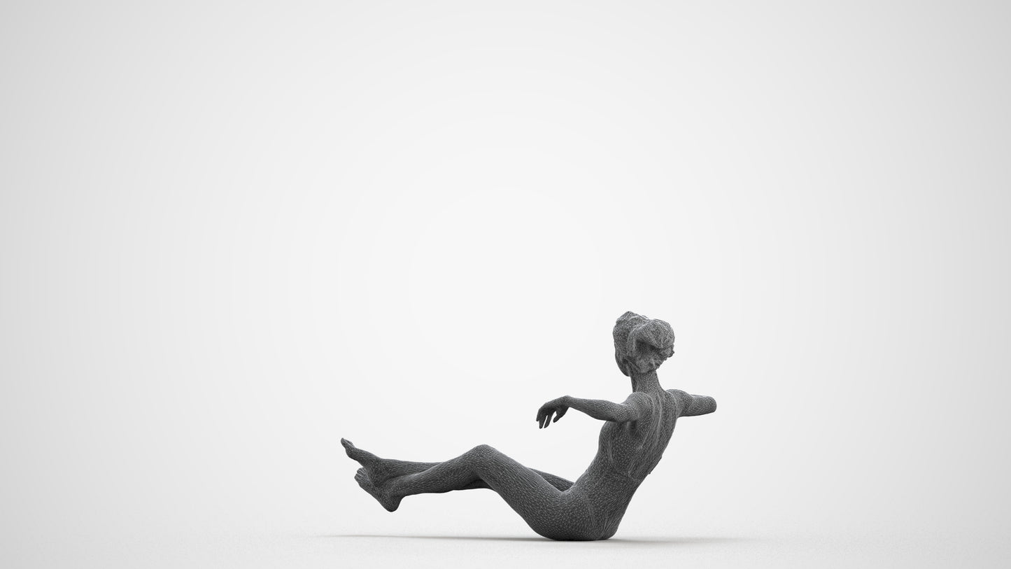 realistic 3D human woman pool, archviz people FBX OBJ for Blender, wireframe front view