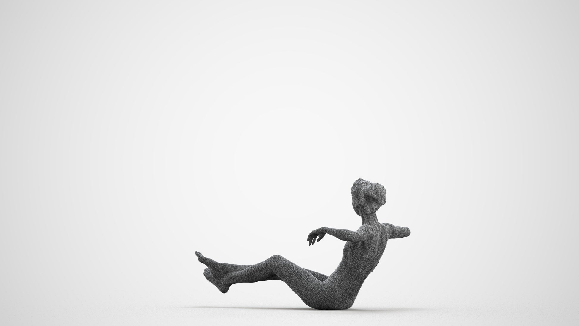 realistic 3D human woman pool, archviz people FBX OBJ for Blender, wireframe front view