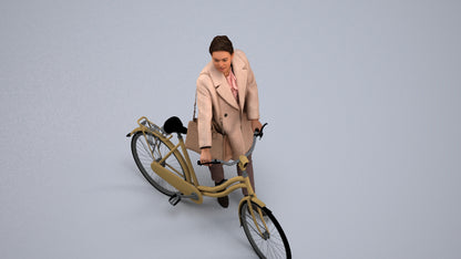 realistic 3D people woman business cycling, render-ready for V-Ray and Corona, FBX OBJ, back view render
