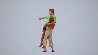 realistic 3D human girl kids, archviz people FBX OBJ for Blender, top-down view render