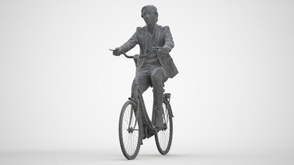 scanned 3D man business cycling, photogrammetry people for Enscape and V-Ray, three-quarter front view render