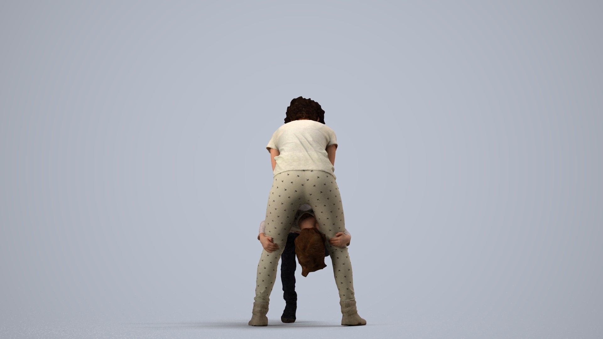 photogrammetry 3D girl kids, realistic human model archviz FBX, side view render