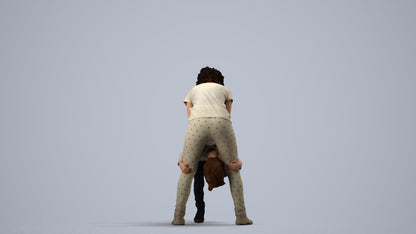 photogrammetry 3D girl kids, realistic human model archviz FBX, side view render