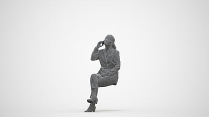 3D human model woman business, photogrammetry scanned person for archviz, three-quarter front view render