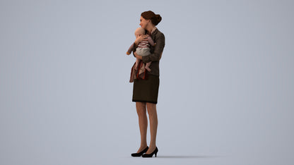 scanned 3D girl business kids, photogrammetry people for Enscape and V-Ray, three-quarter view render