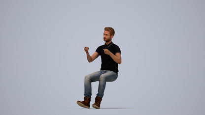 realistic 3D human man casual driving, archviz people FBX OBJ for Blender, top-down view render