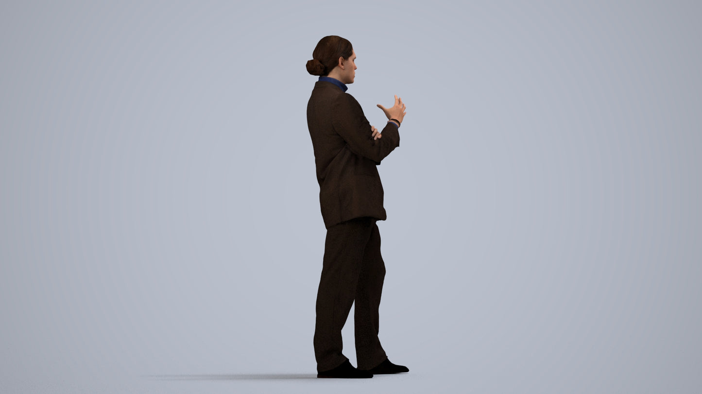 scanned 3D man business, photogrammetry people for Enscape and V-Ray, side view render