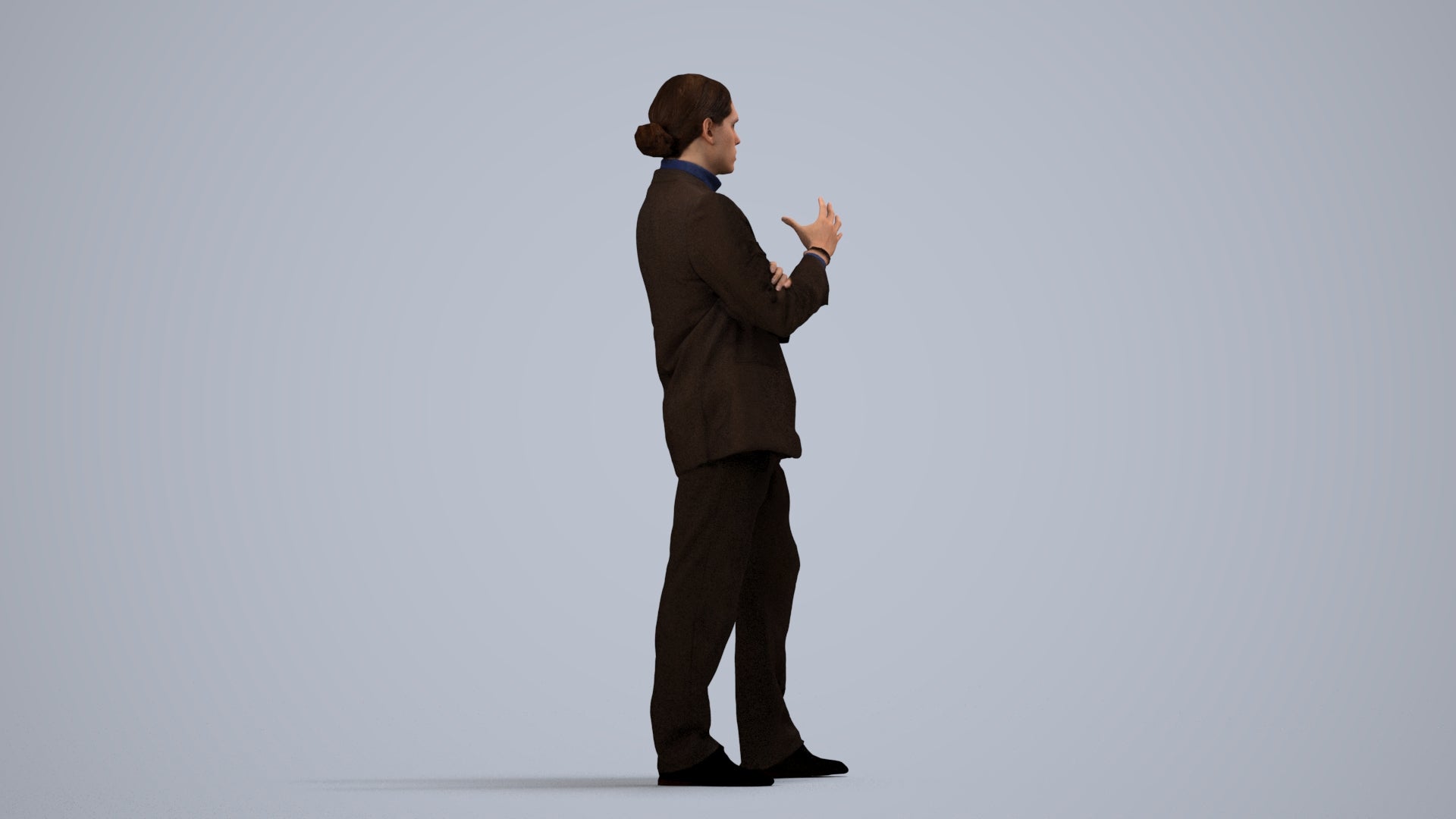 scanned 3D man business, photogrammetry people for Enscape and V-Ray, side view render