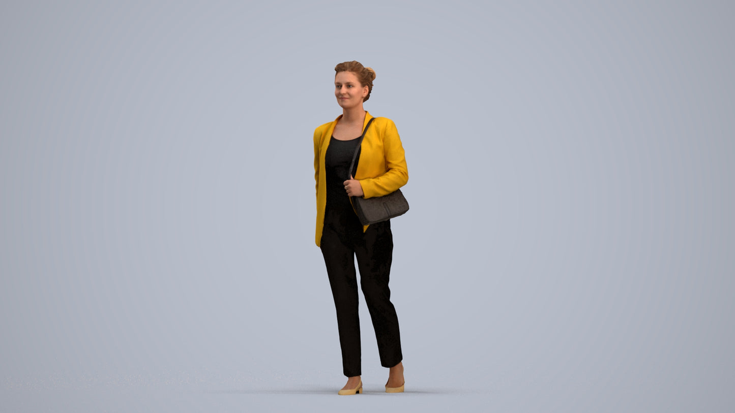 scanned 3D woman business walking, photogrammetry people for Enscape and V-Ray, standing pose render