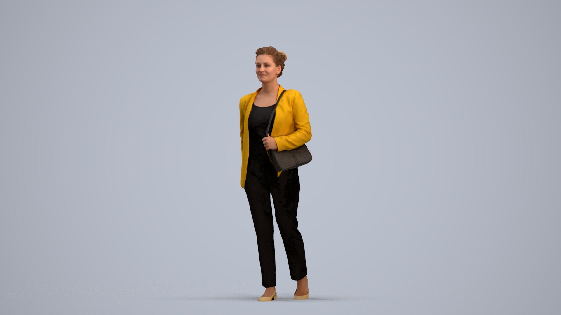 scanned 3D woman business walking, photogrammetry people for Enscape and V-Ray, standing pose render