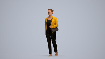 scanned 3D woman business walking, photogrammetry people for Enscape and V-Ray, standing pose render