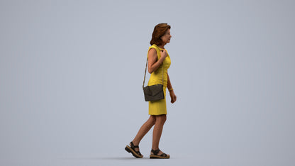 realistic 3D people woman business walking, render-ready for V-Ray and Corona, FBX OBJ, side view render