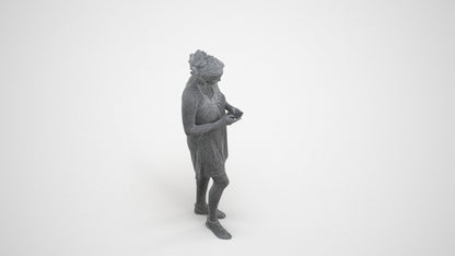 photogrammetry 3D woman standing, realistic human model archviz FBX, wireframe three-quarter view