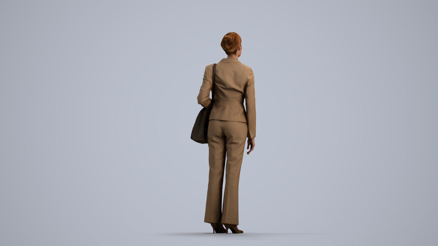 scanned 3D woman business mix, photogrammetry people for Enscape and V-Ray, front view render