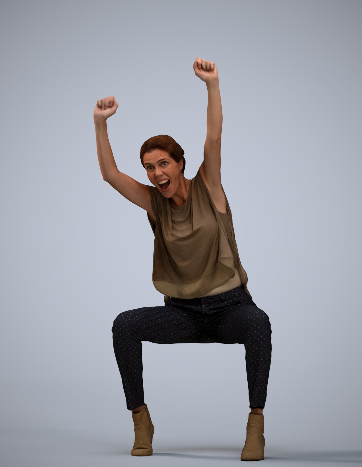 realistic 3D people woman casual sitting, render-ready for V-Ray and Corona, FBX OBJ