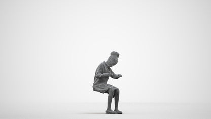 3D human model woman kids, photogrammetry scanned person for archviz, wireframe side view