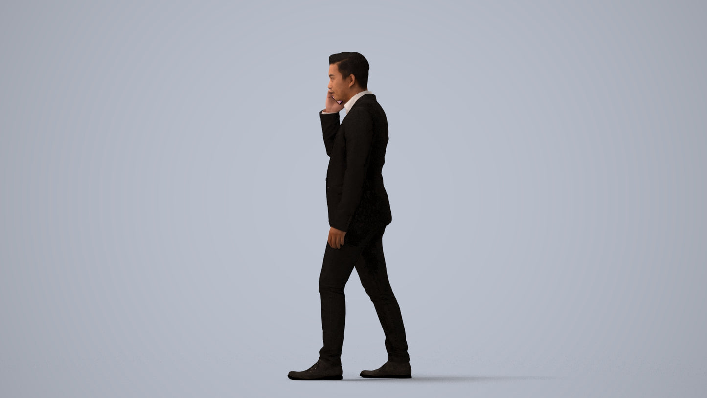 scanned 3D man business, photogrammetry people for Enscape and V-Ray, three-quarter view render
