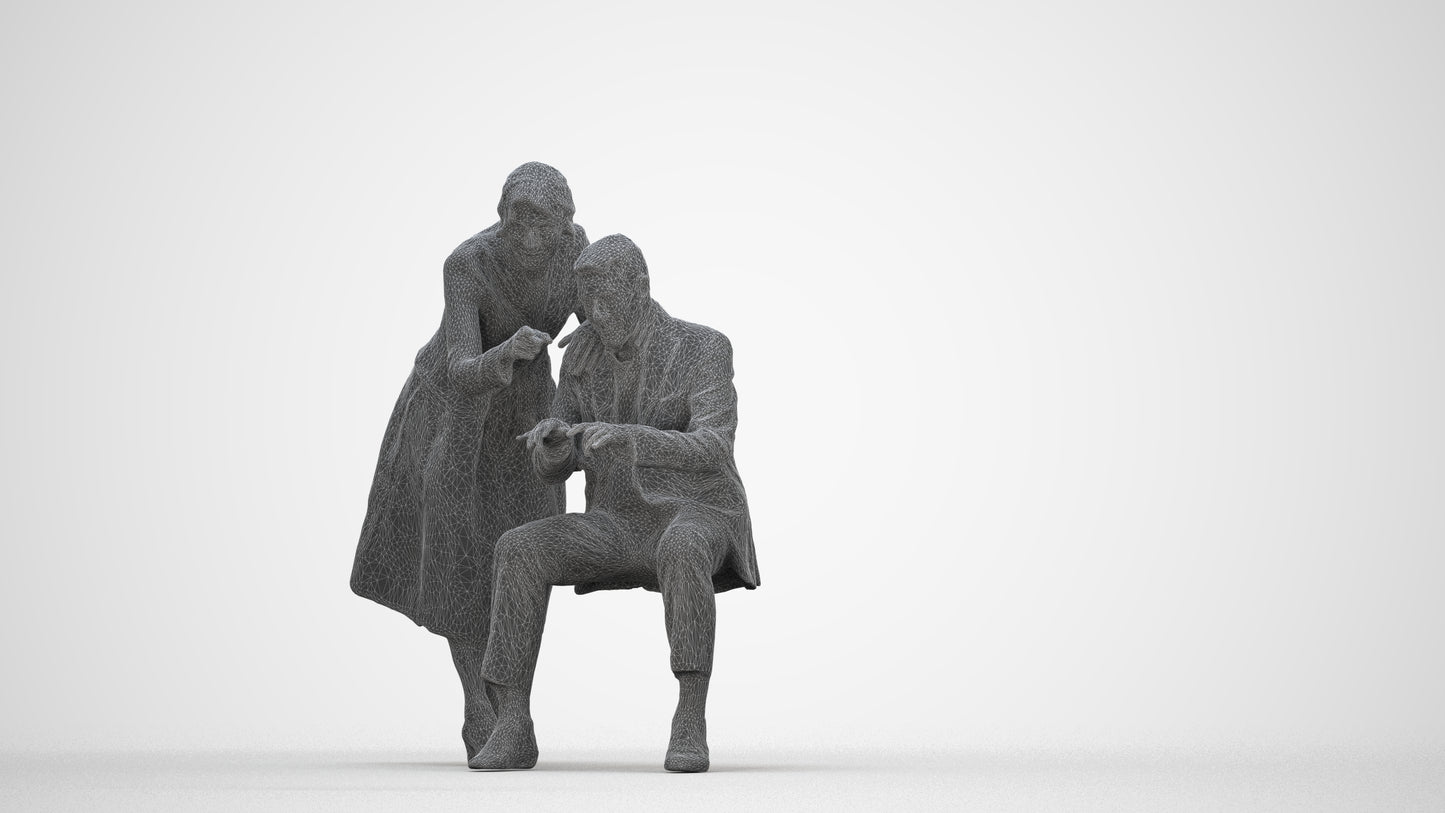 realistic 3D people senior woman business, render-ready for V-Ray and Corona, FBX OBJ, wireframe back view