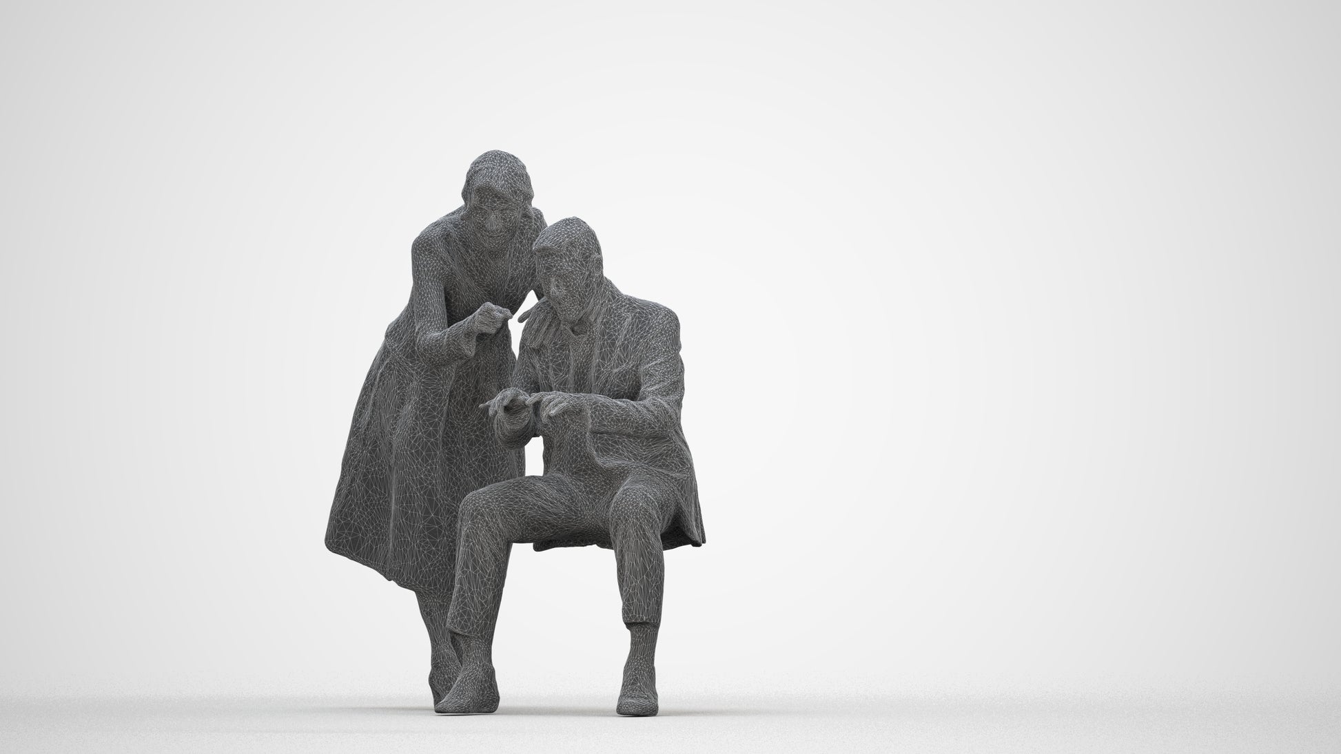 realistic 3D people senior woman business, render-ready for V-Ray and Corona, FBX OBJ, wireframe back view