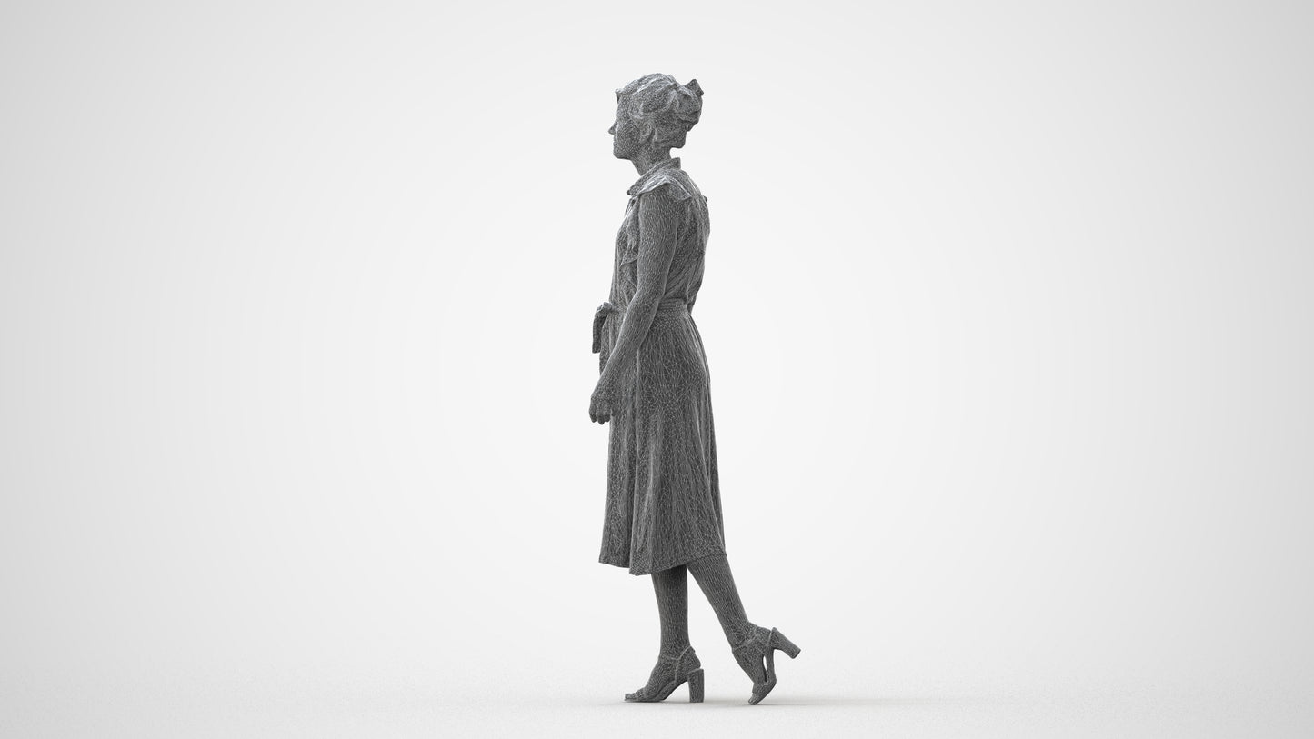 scanned 3D woman business walking, photogrammetry people for Enscape and V-Ray, square thumbnail