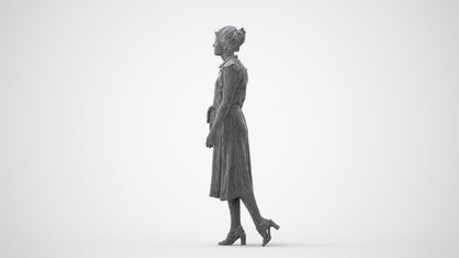 scanned 3D woman business walking, photogrammetry people for Enscape and V-Ray, square thumbnail