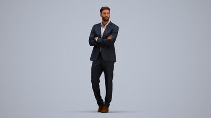 photogrammetry 3D man business, realistic human model archviz FBX, standing pose render