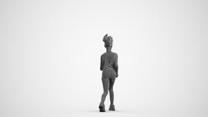 photogrammetry 3D girl sport kids, realistic human model archviz FBX, wireframe front view