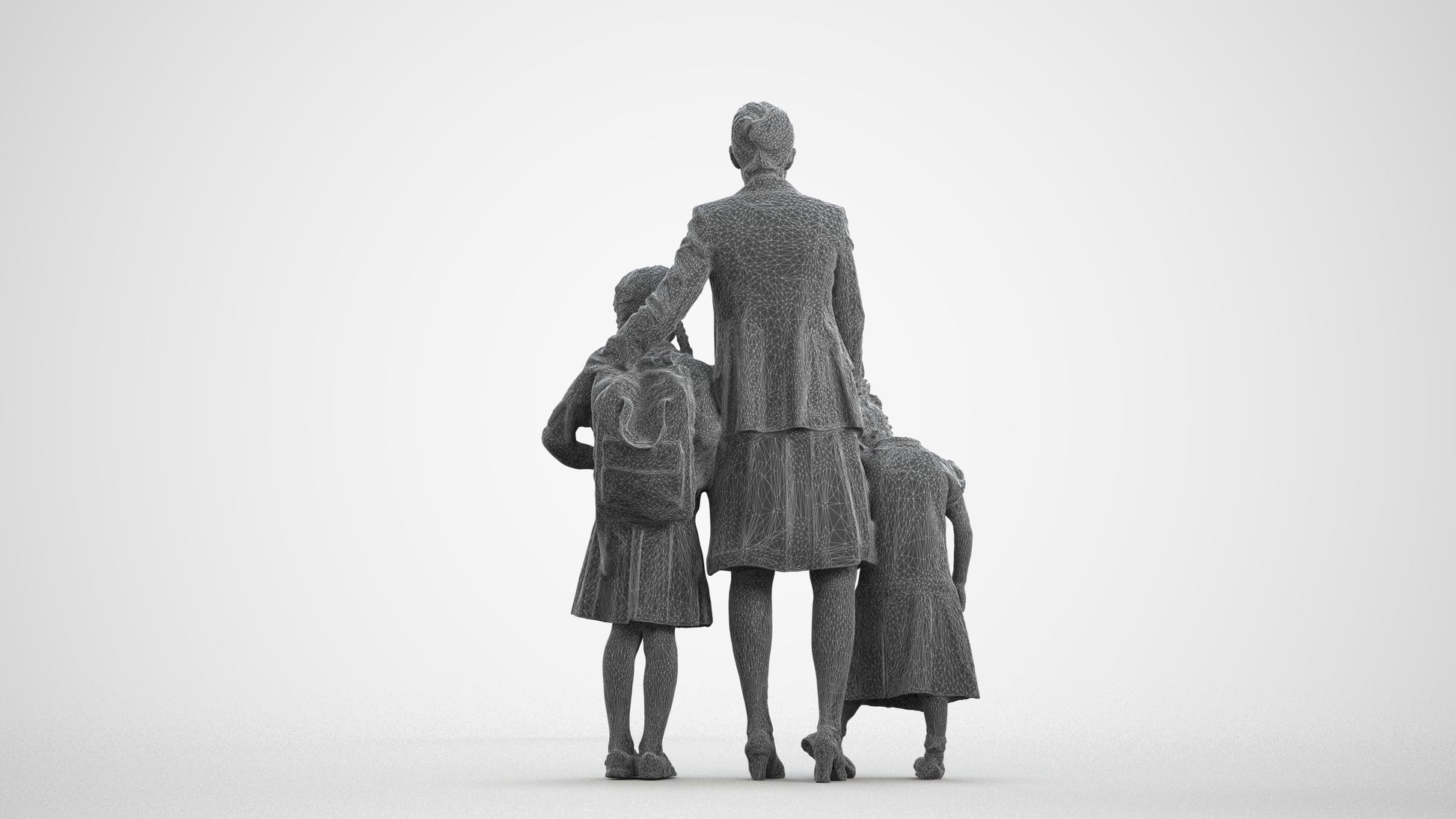 photogrammetry 3D girl kids, realistic human model archviz FBX, wireframe front view