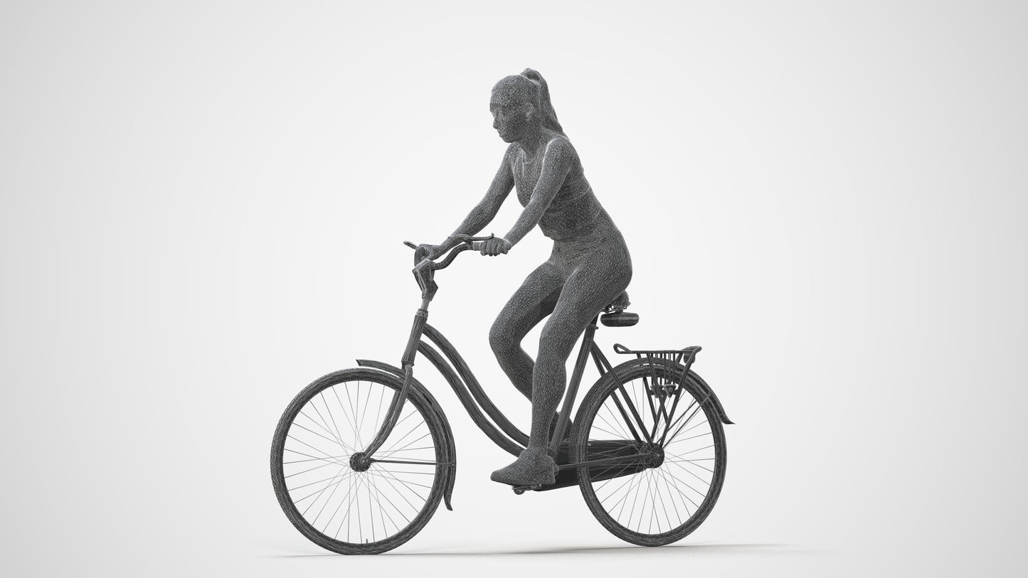 realistic 3D people woman sport cycling, render-ready for V-Ray and Corona, FBX OBJ, square thumbnail
