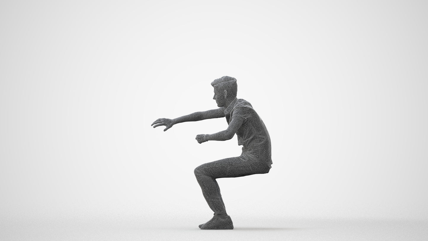 realistic 3D man casual sitting, scanned archviz people for Blender and 3ds Max, square thumbnail