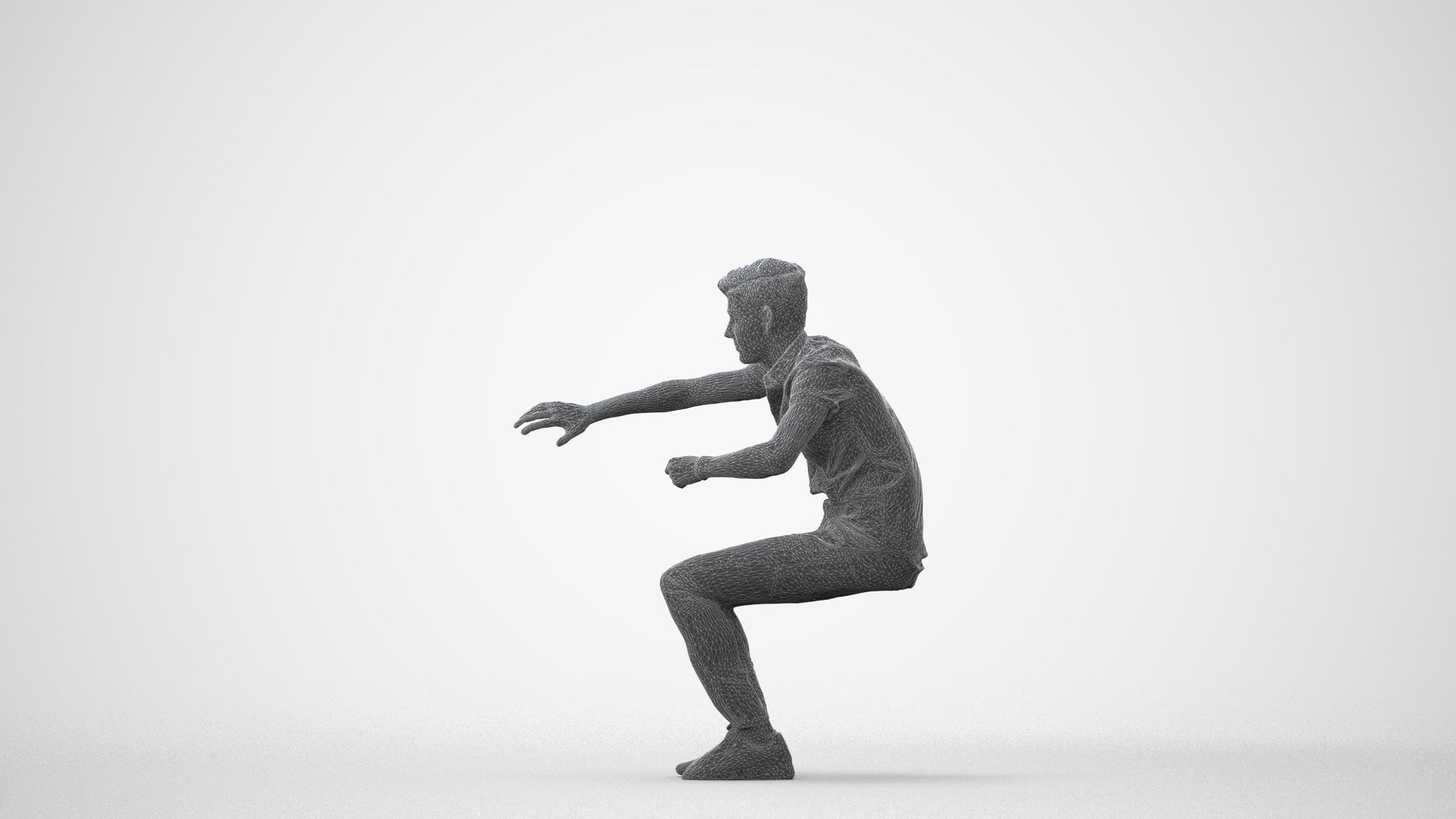 realistic 3D man casual sitting, scanned archviz people for Blender and 3ds Max, square thumbnail