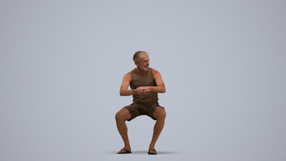 scanned 3D man casual sitting, photogrammetry people for Enscape and V-Ray, standing pose render