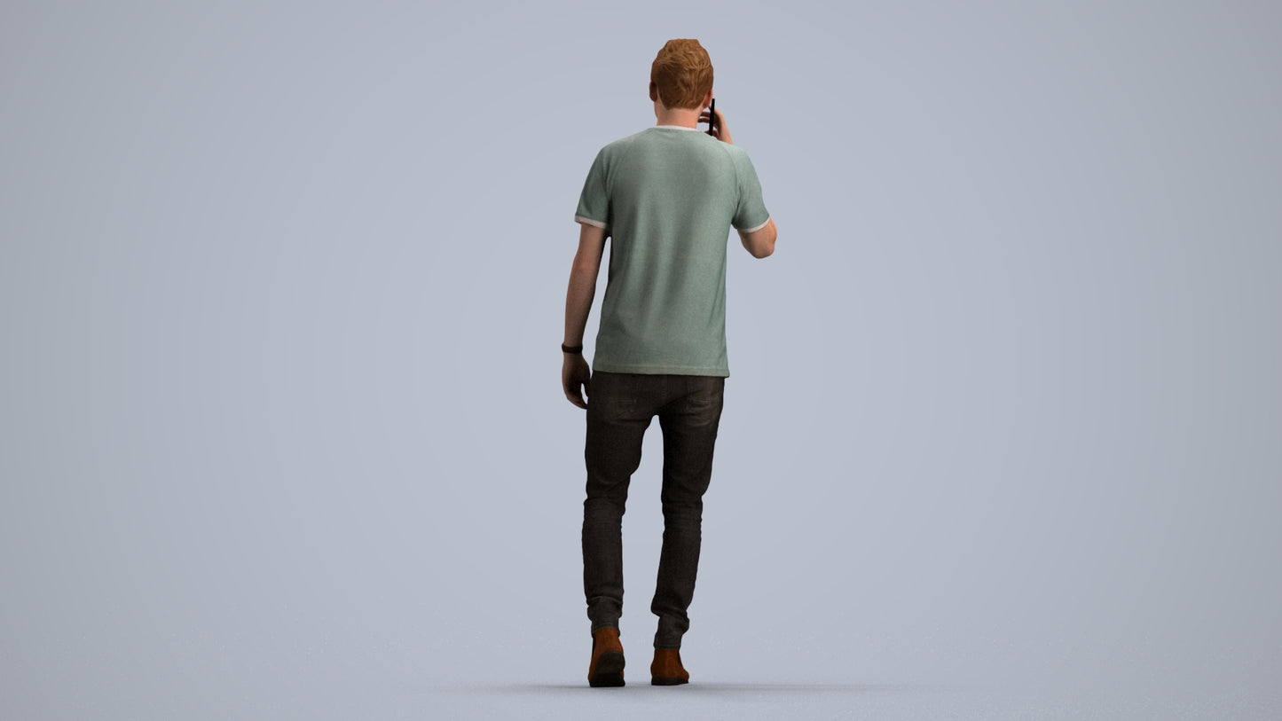 scanned 3D man casual walking, photogrammetry people for Enscape and V-Ray, front view render