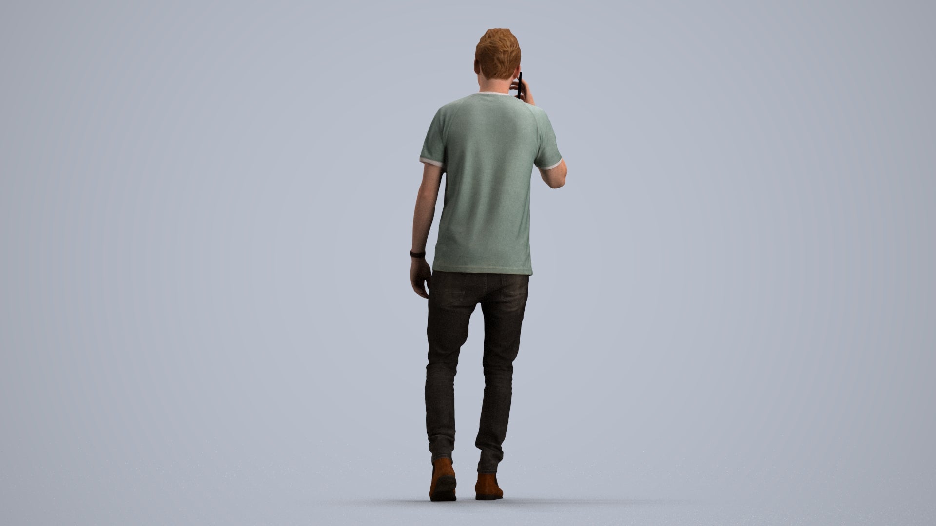 scanned 3D man casual walking, photogrammetry people for Enscape and V-Ray, front view render