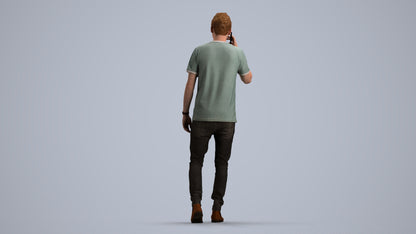 scanned 3D man casual walking, photogrammetry people for Enscape and V-Ray, front view render