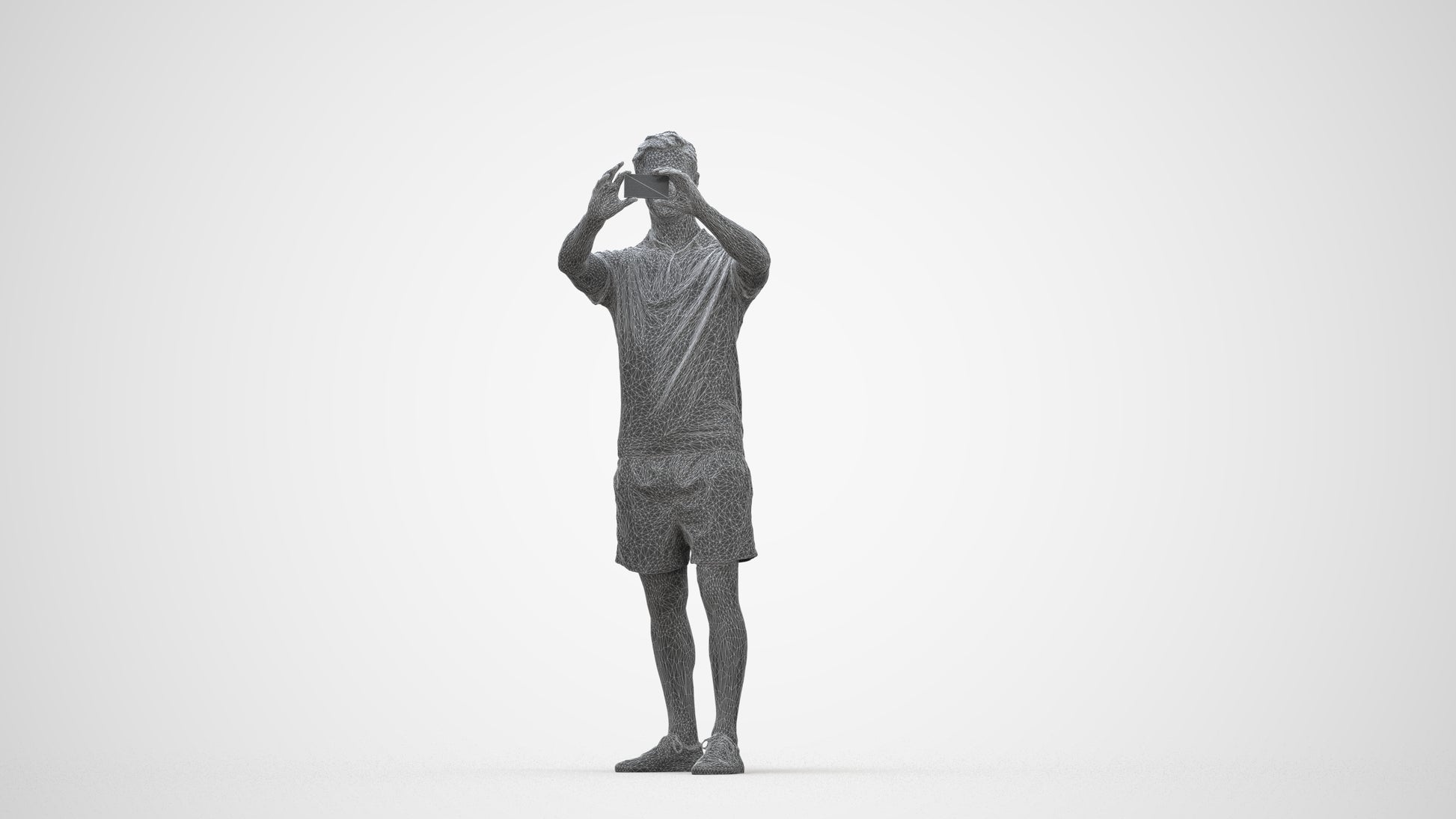 realistic 3D people man casual standing, render-ready for V-Ray and Corona, FBX OBJ, wireframe back view