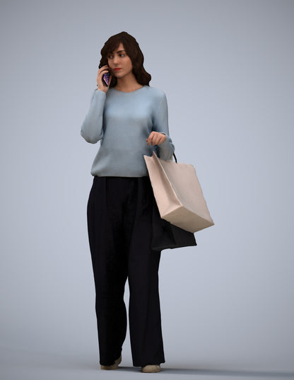 realistic 3D people woman casual walking, render-ready for V-Ray and Corona, FBX OBJ