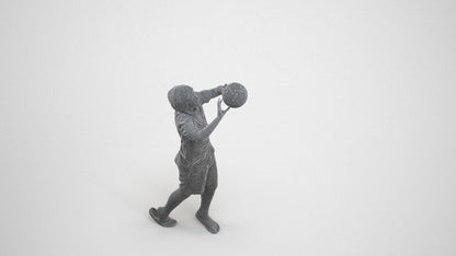 3D human model boy sport kids, photogrammetry scanned person for archviz, wireframe three-quarter view