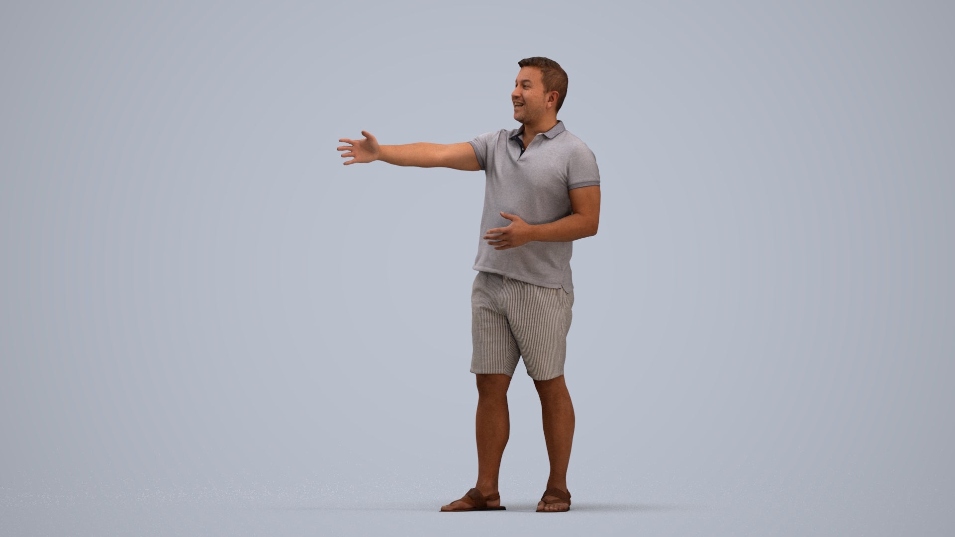 3D people model man casual standing, scanned human for 3ds Max rendering, standing pose render