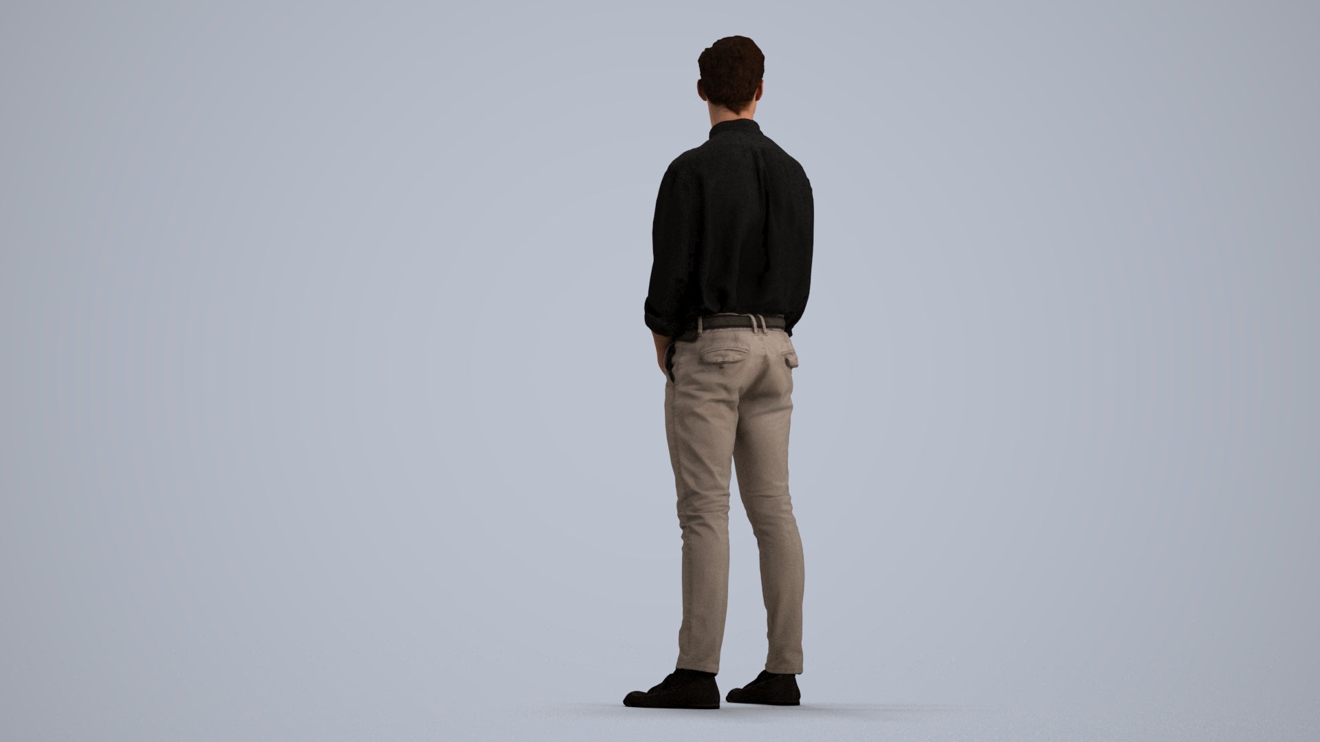 3D people model man casual standing, scanned human for 3ds Max rendering, front view render