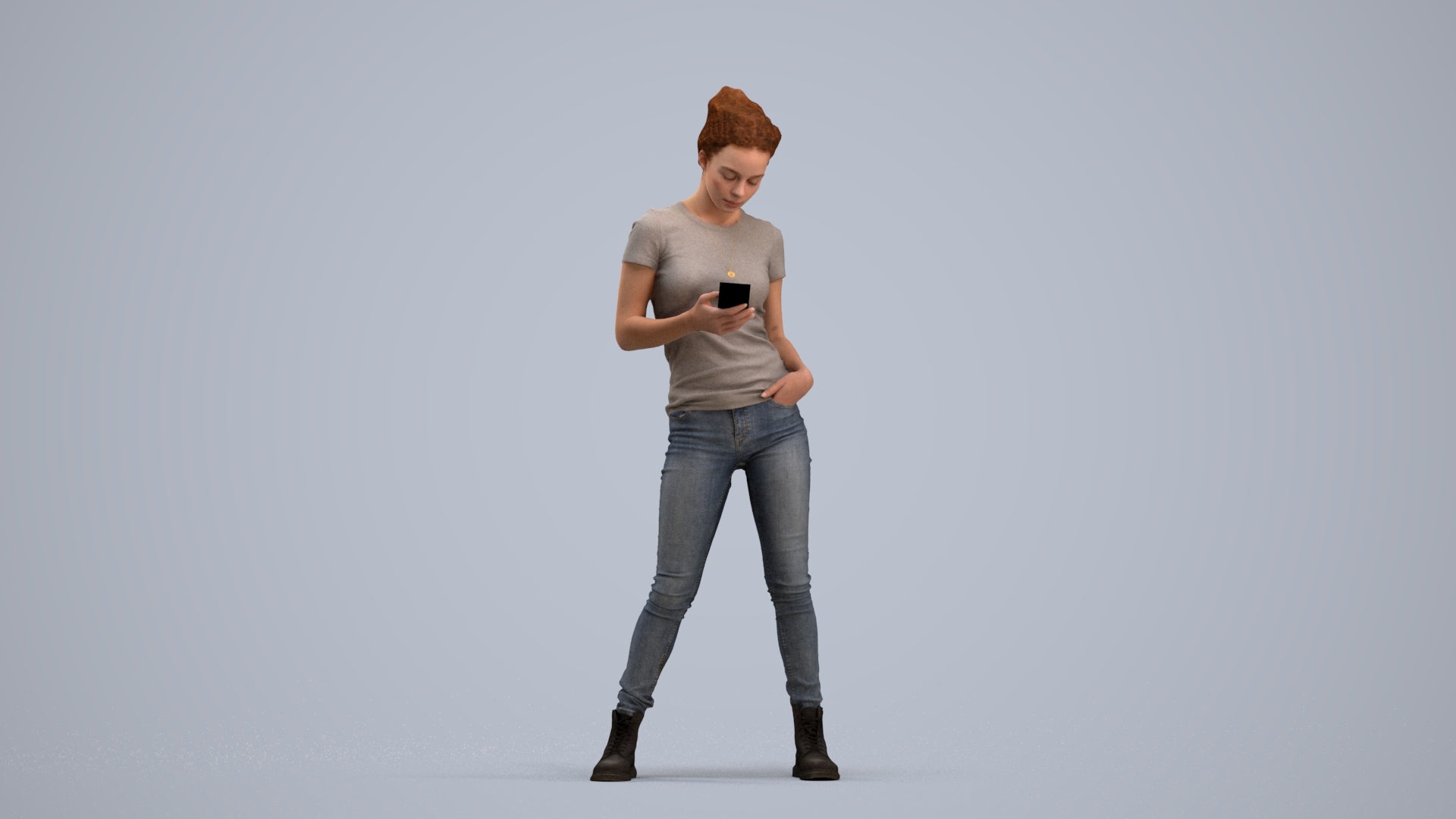 photogrammetry 3D woman casual standing, realistic human model archviz FBX, standing pose render
